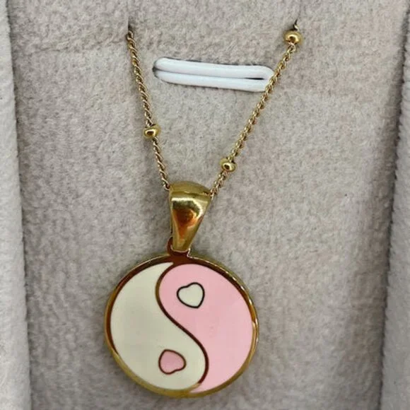 Yin and Yang & Mushroom Necklaces - Gold Plated Stainless Steel Jewelry - Picture 3 of 10